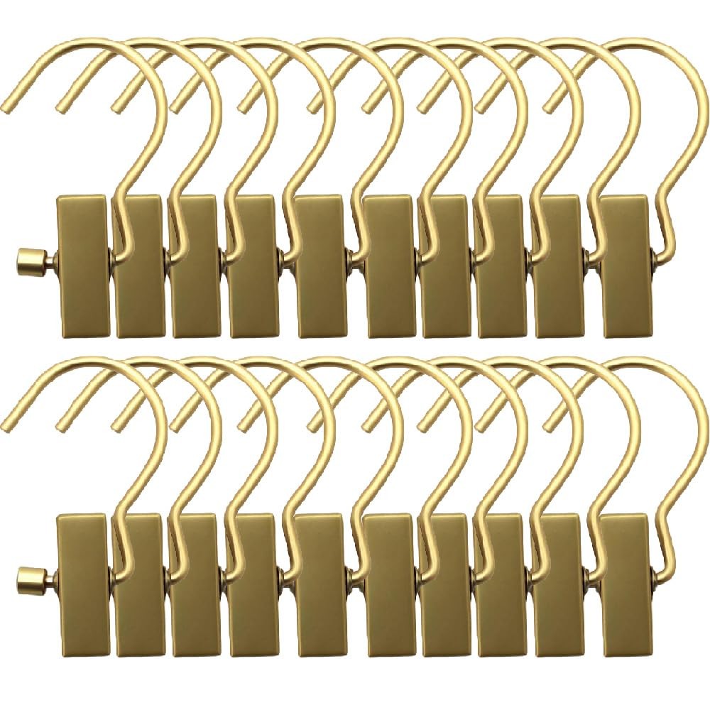 20 PCS Boot Hangers Clips Hanging Laundry Hooks Clothes Pins Golden Travel