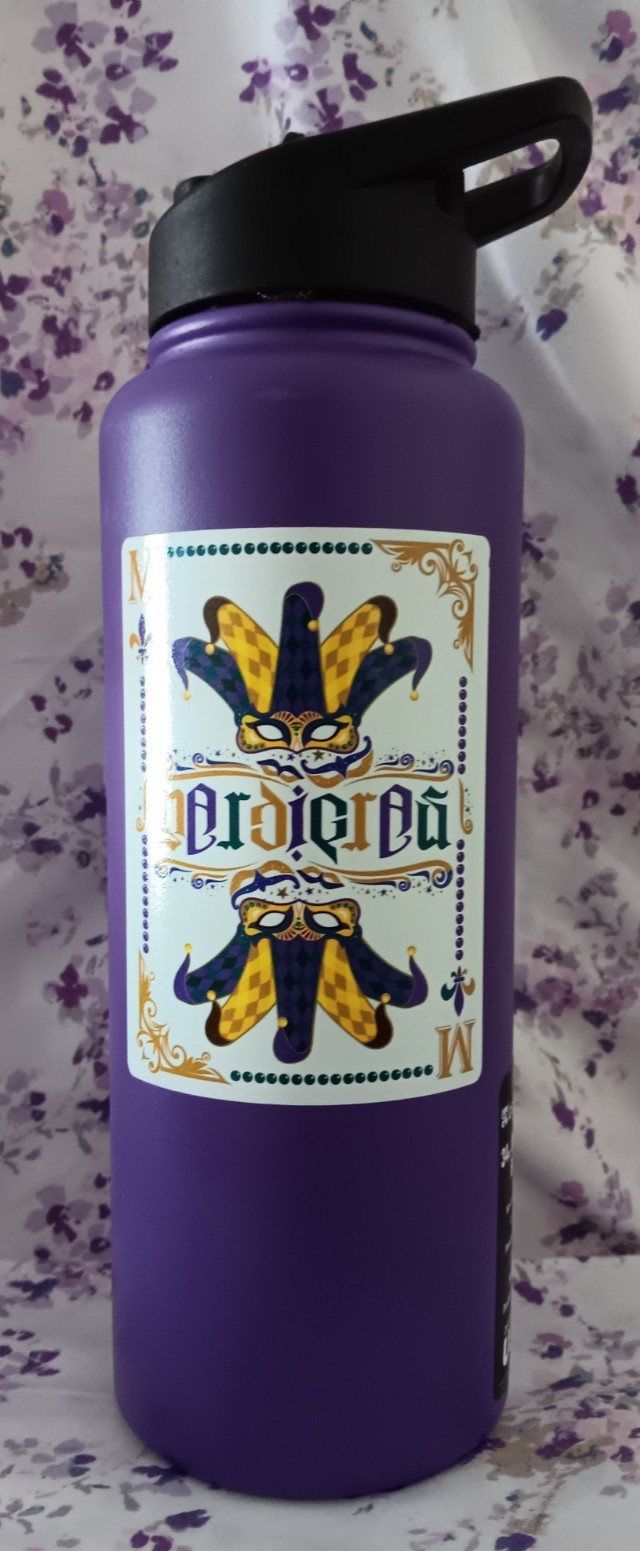 Logo Brands 34oz Mardi Gras Quencher, In Purple.