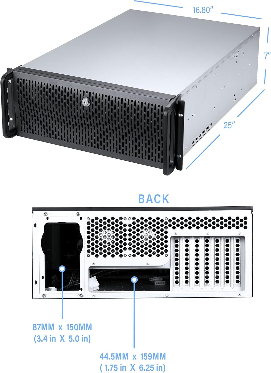4U Server Chassis Rackmount Case | 15 3.5" HDD Bays | E-ATX Compatible | 6 Front
