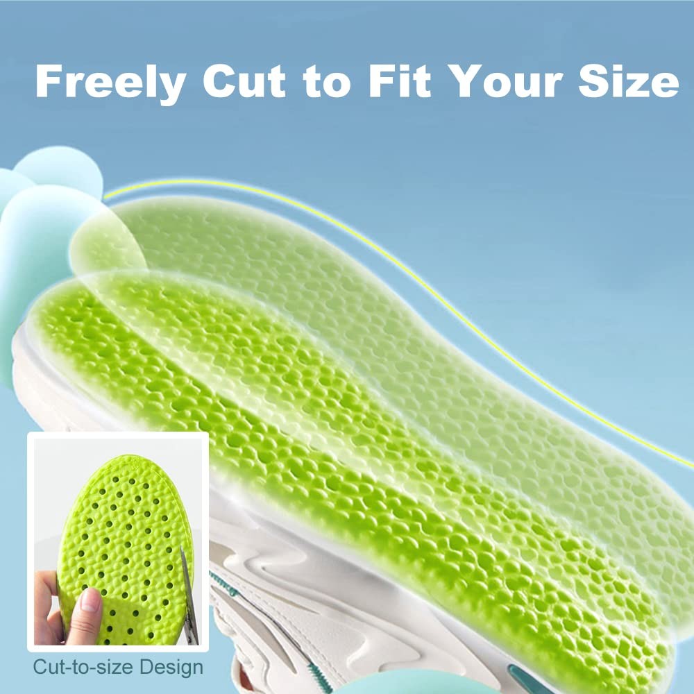 Shoe Insoles for Men Women, Memory Foam 7-7.5 / Women 8-8.5, Green