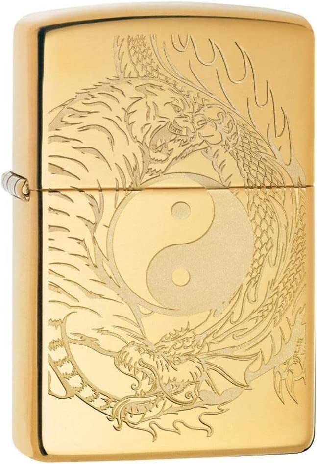 Zippo Tiger and Dragon Design High Polished Brass 49024