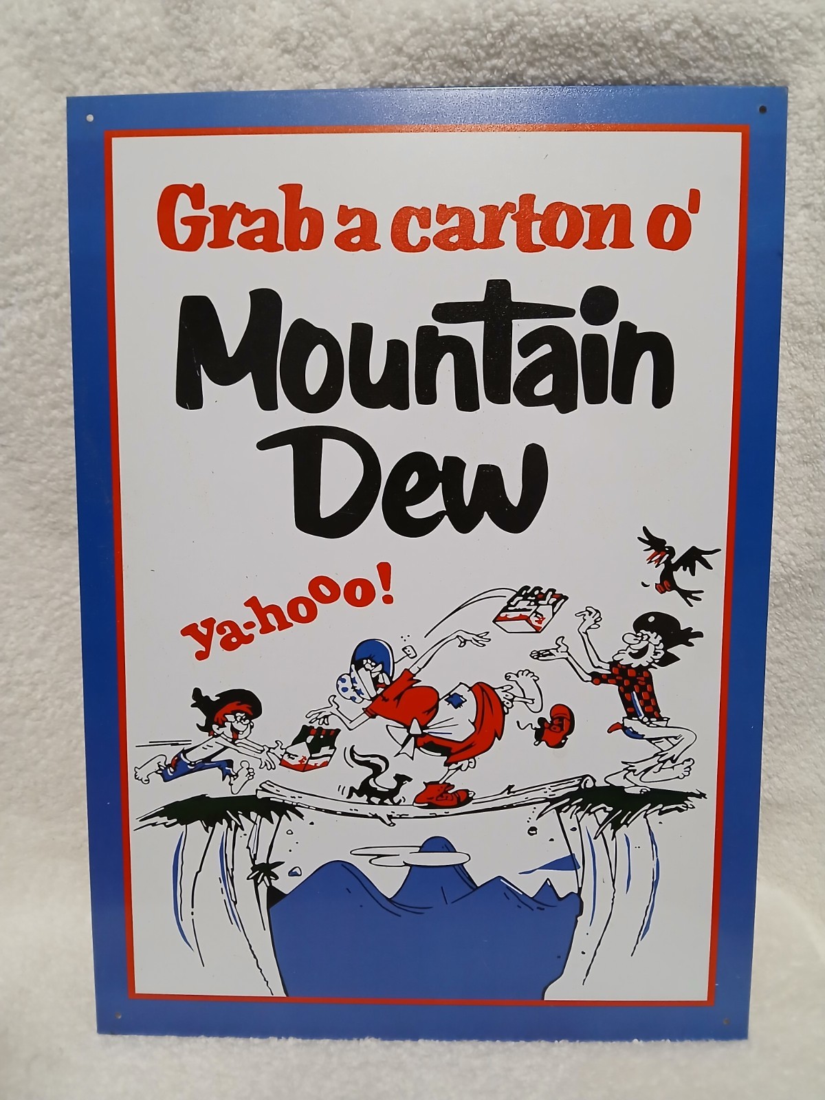 Vintage A Carton O’ Mountain Dew Metal Sign