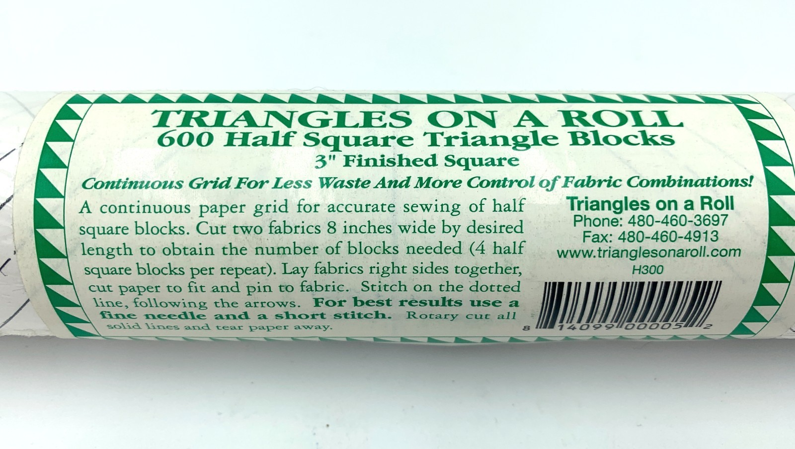Triangles on a Roll 600 Half Square Triangle Blocks 3" Finished Square H300