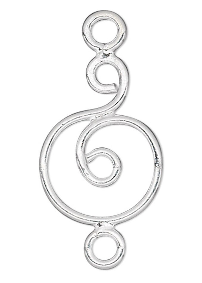 2 Sterling Silver 12x9mm Circle Swirl with Loop Earring Link Connectors