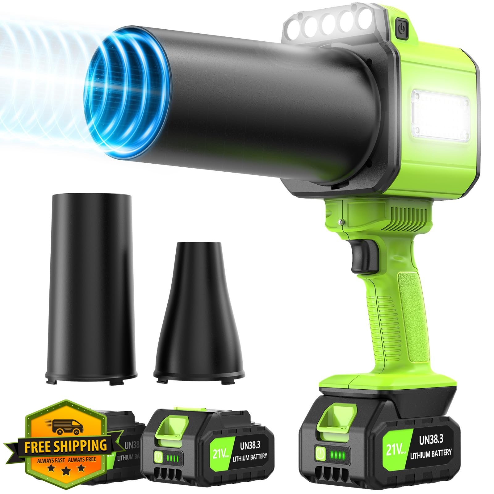 DEGGE Cordless Leaf Blower Brushless w/ LED Light and Nozzles