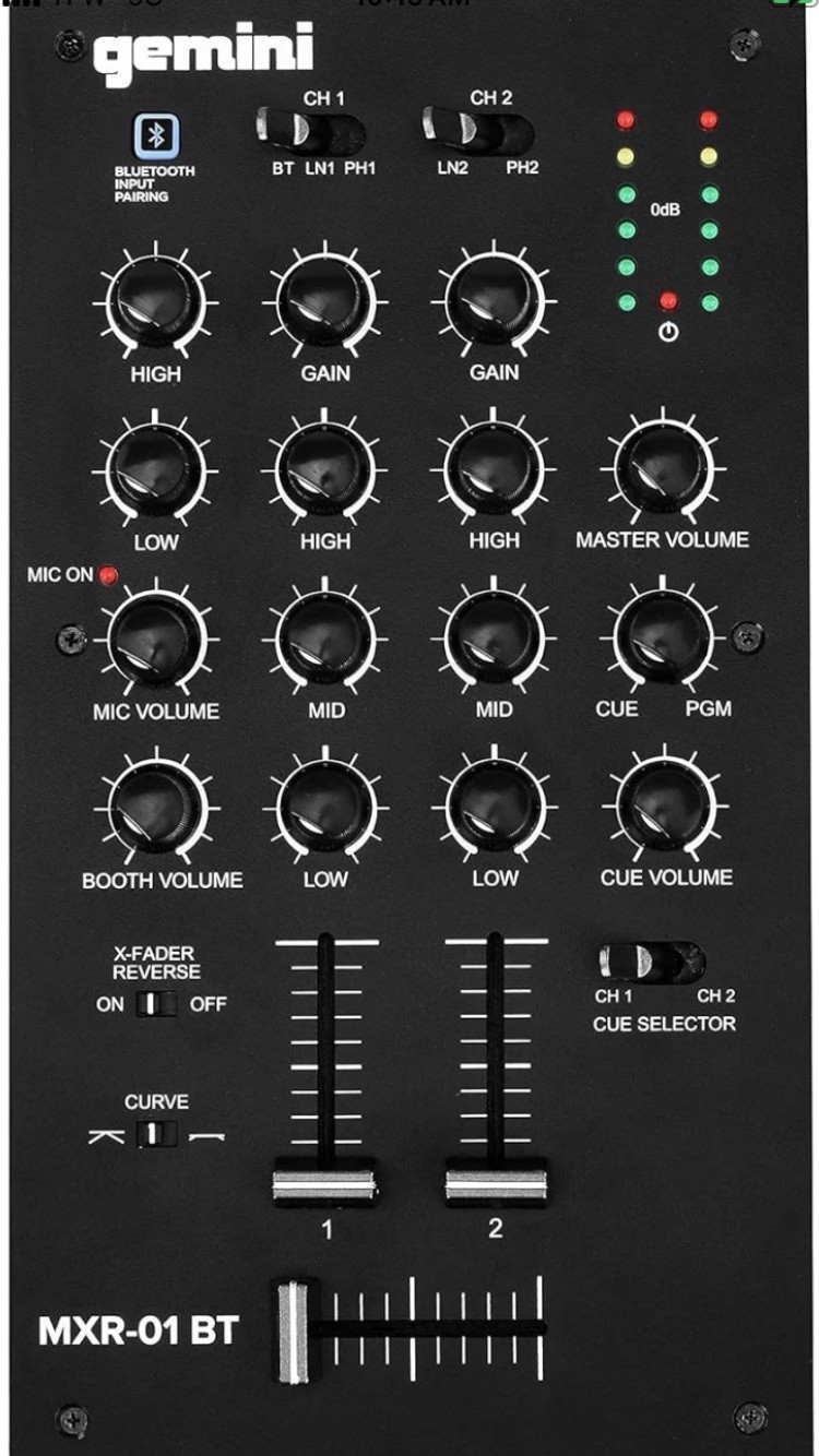 Gemini MXR-01BT 2 Channel Bluetooth DJ Mixer