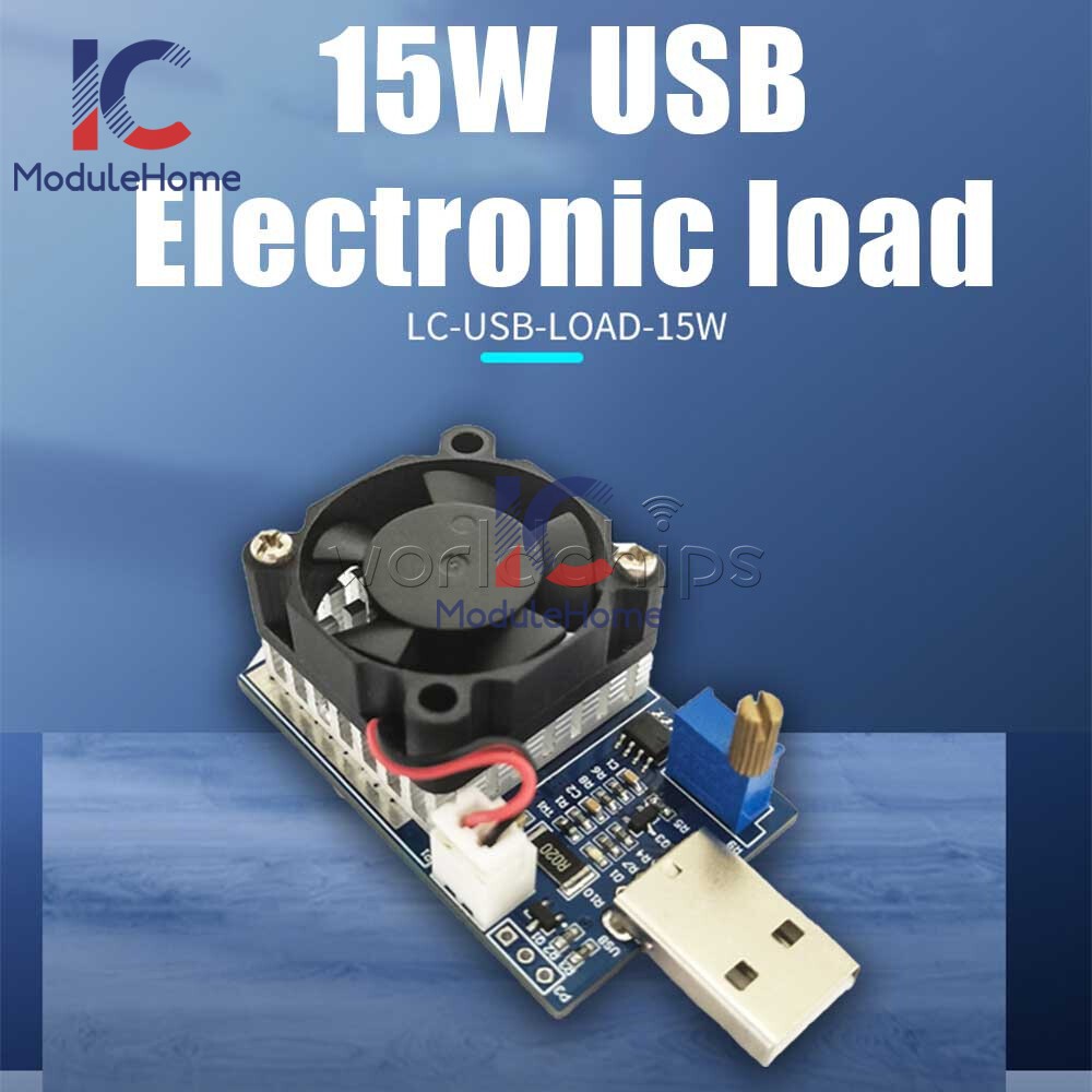 USB Electronic Load Tester 15W Adjustable Constant Current Discharge Resistor