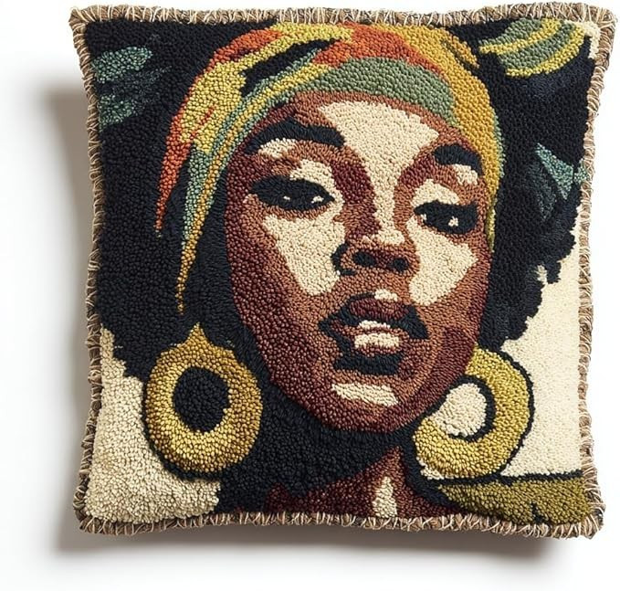 Handmade Abstract Multicolor Embroidered Square Throw Pillow 18 x 18 in