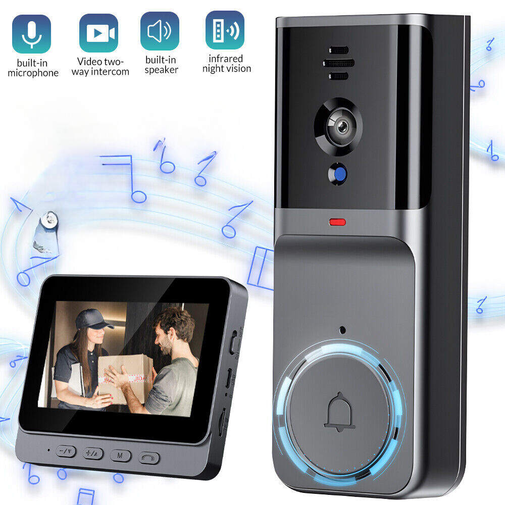 2.4G Wireless Smart LCD Screen Intercom Video Doorbell Camera Monitor Home 4.3"