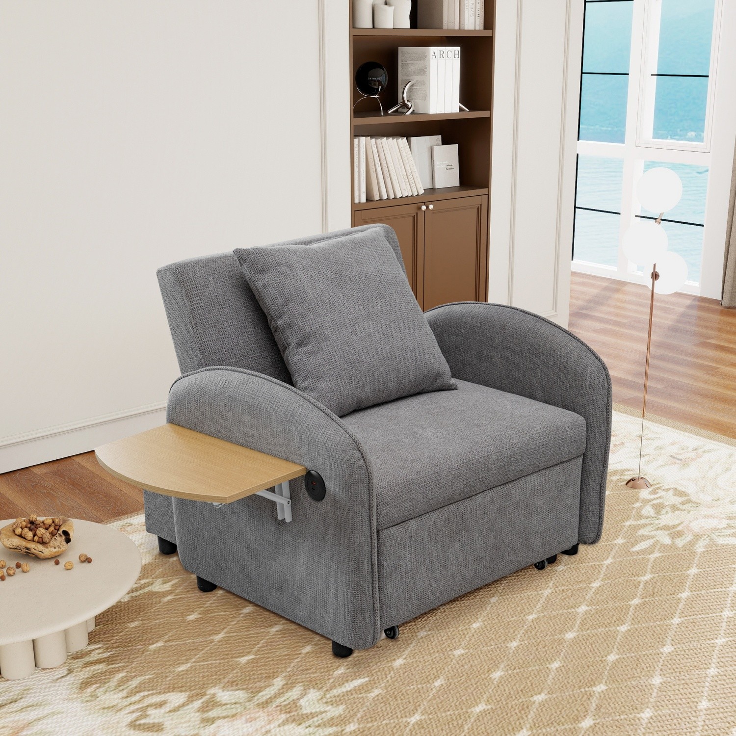 Convertible Sofa Bed Chair 3in1 Pull-out Sofa Bed w/ Computer Board & USB Port