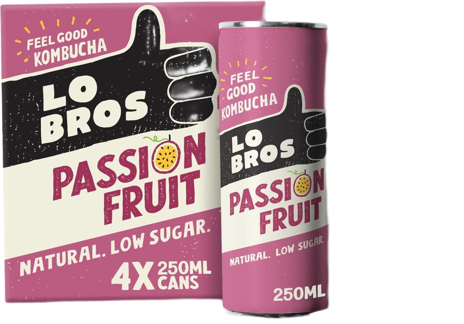 Lo Bros Kombucha - Passionfruit - Sparkling Refreshing Drink with Natural I