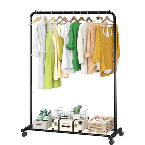 Standard Clothes Clothing Garment Rack with 14.75"D x 43.5"W x 54.25"H Black
