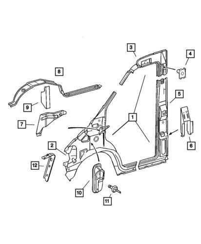 Genuine Mopar 2003-2006 Dodge Sprinter 2500 B-Pillar Reinforcement 5104189AA