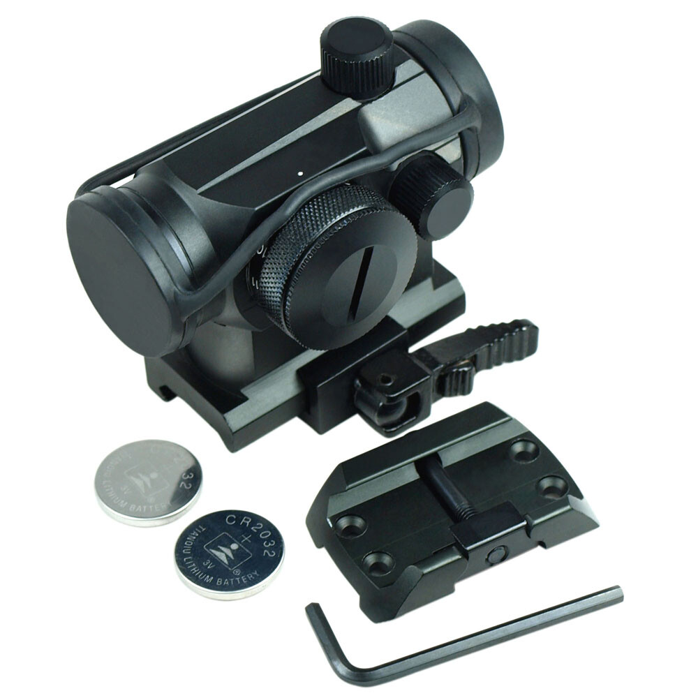 Quick Release Tactical Reflex Red Green Dot Sight Scope with Dual Rail Mounts