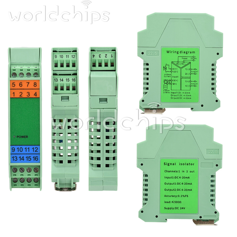 2 IN 2 OUT DC Current Voltage Signal Isolator 4-20mA Analog Signal Transmitter