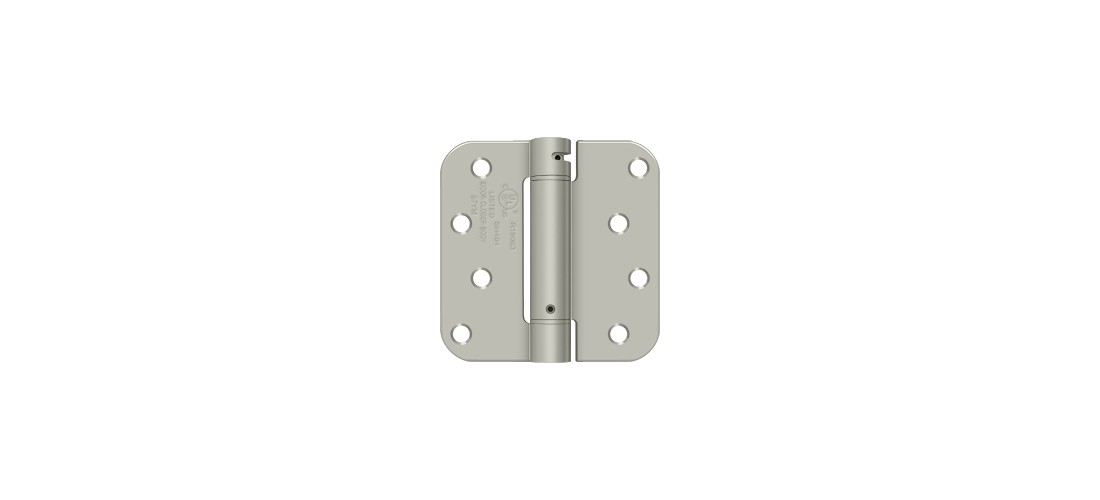 Deltana DSH4R515 4" x 4" x 5/8" Spring Hinge, UL Listed in Brushed Nickel