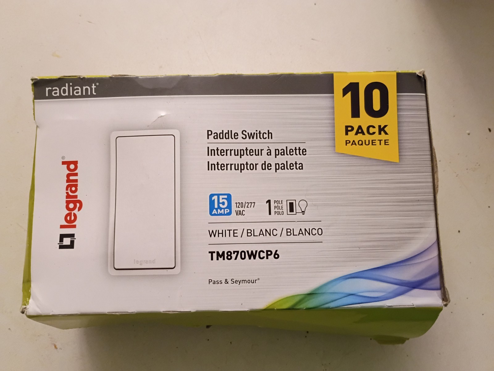 10 -Pack Legrand White Paddle Switch Pass & Seymour