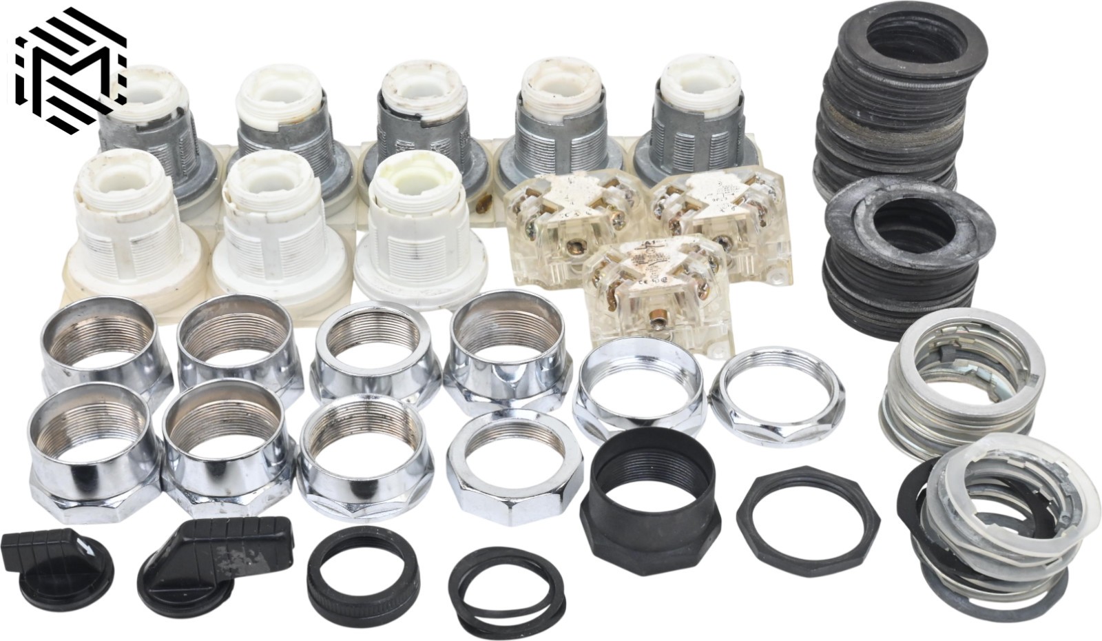 Assorted Square D Selector Switch Parts - Operators, Mounting Nuts, Contacts