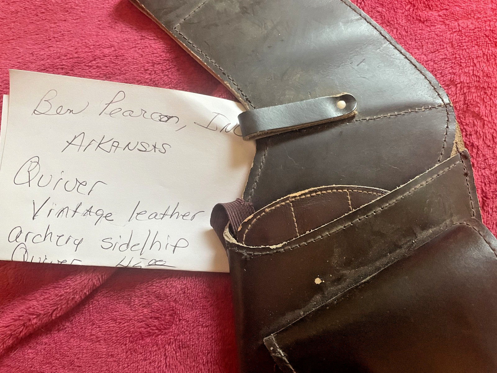 Vintage Quiver for Archery, Leather Side/Hip from Arkansas, one (1), nice