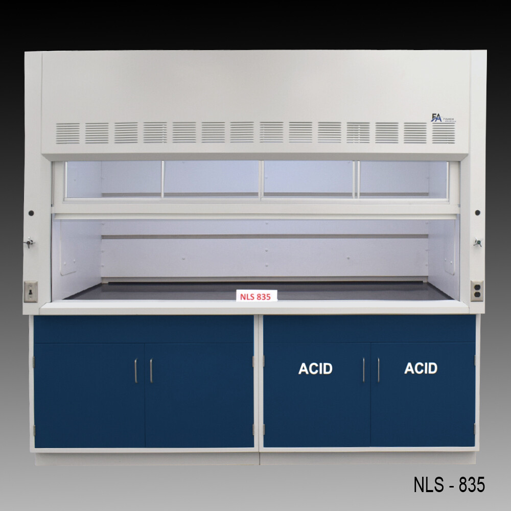 Fisher American 8' x 4' Laboratory Fume Hood w/ ACID & General Storage / E2-719