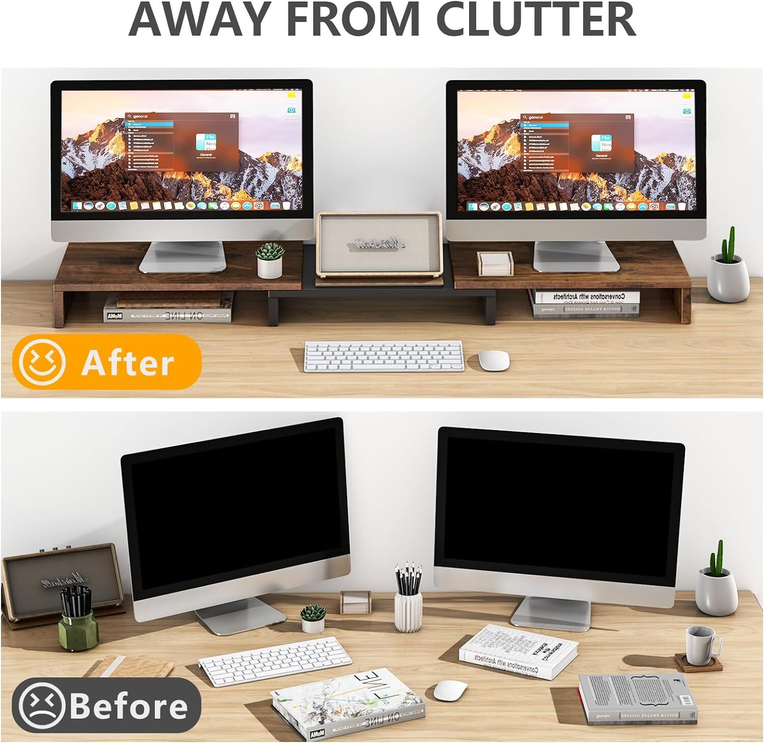 Dual Monitor Stand - Desktop Organizer - Adjustable Stand for 2 Monitors Max 48"
