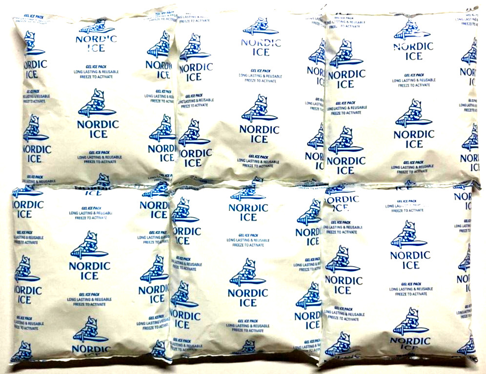 SET OF 6 Nordic Ice Reusable 6x6.5 Gel Ice Pack - Long Lasting, Non Toxic