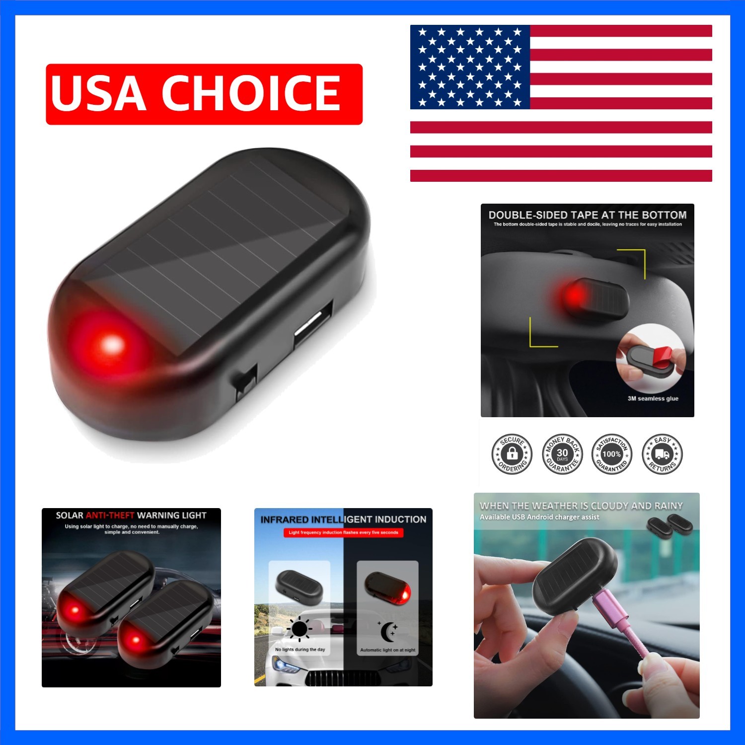 Car Solar Power Simulated Dummy Alarm, Anti-Theft LED Flashing Security Light...