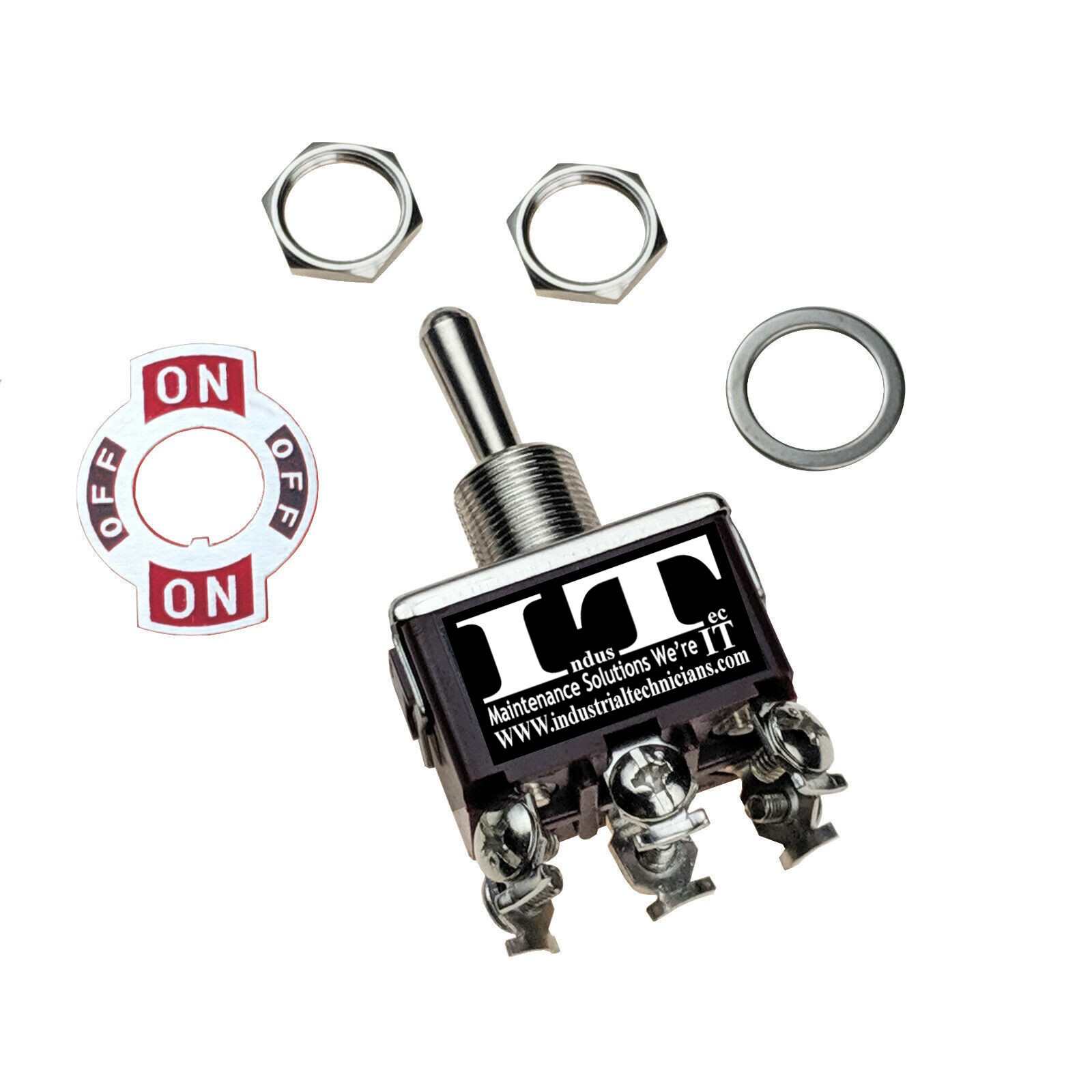 IndusTec 20A DPDT - 6 screw Momentary resetting 3 Position Toggle Switch 12V 24V