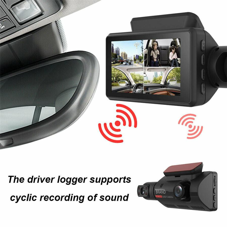 Touch Screen Dash Cam 3" 1080P Dual Lens Car DVR Recorder Camera Looprecording