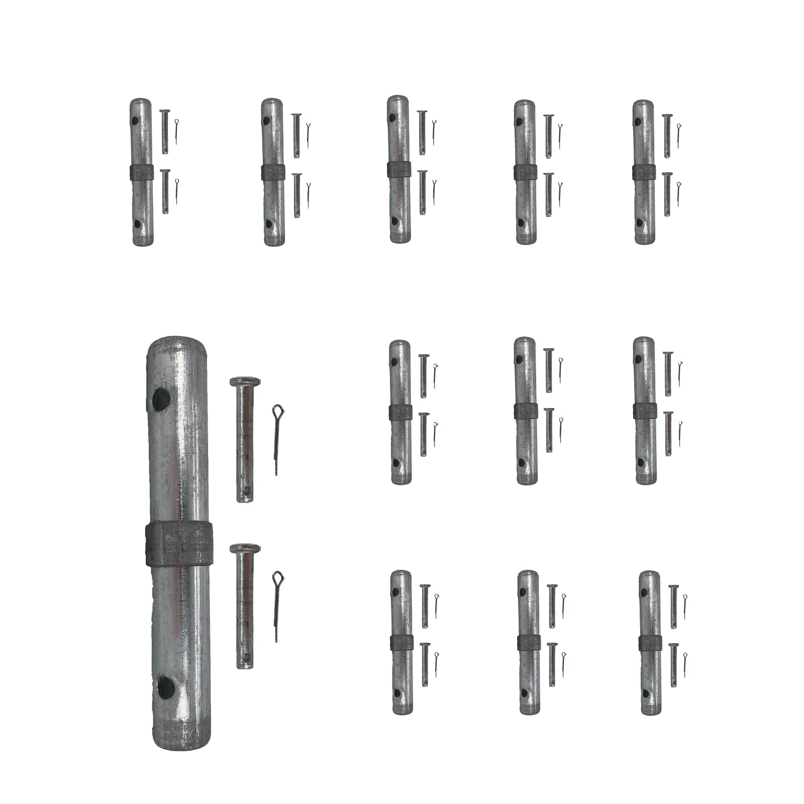 Scaffolding Coupling Pin 1-1/4"OD x 9" L with 1" Collar and Locking Pins Scaf...