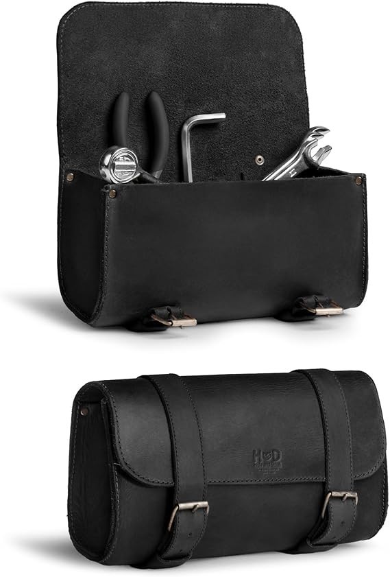 Elegant Full Grain Leather Handlebar Bag with - For Riders