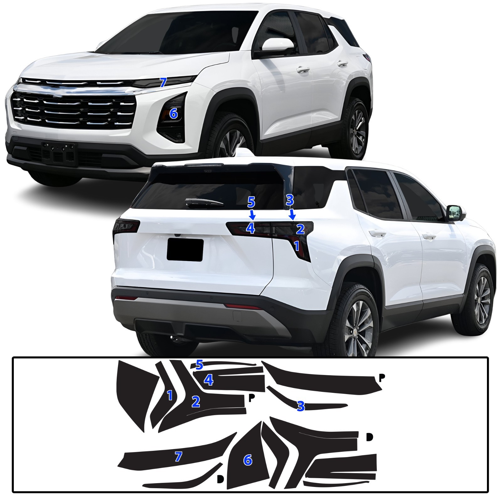 Fits Chevrolet Equinox 25-26 Head Tail Light Precut Smoked Tint Headlight Film
