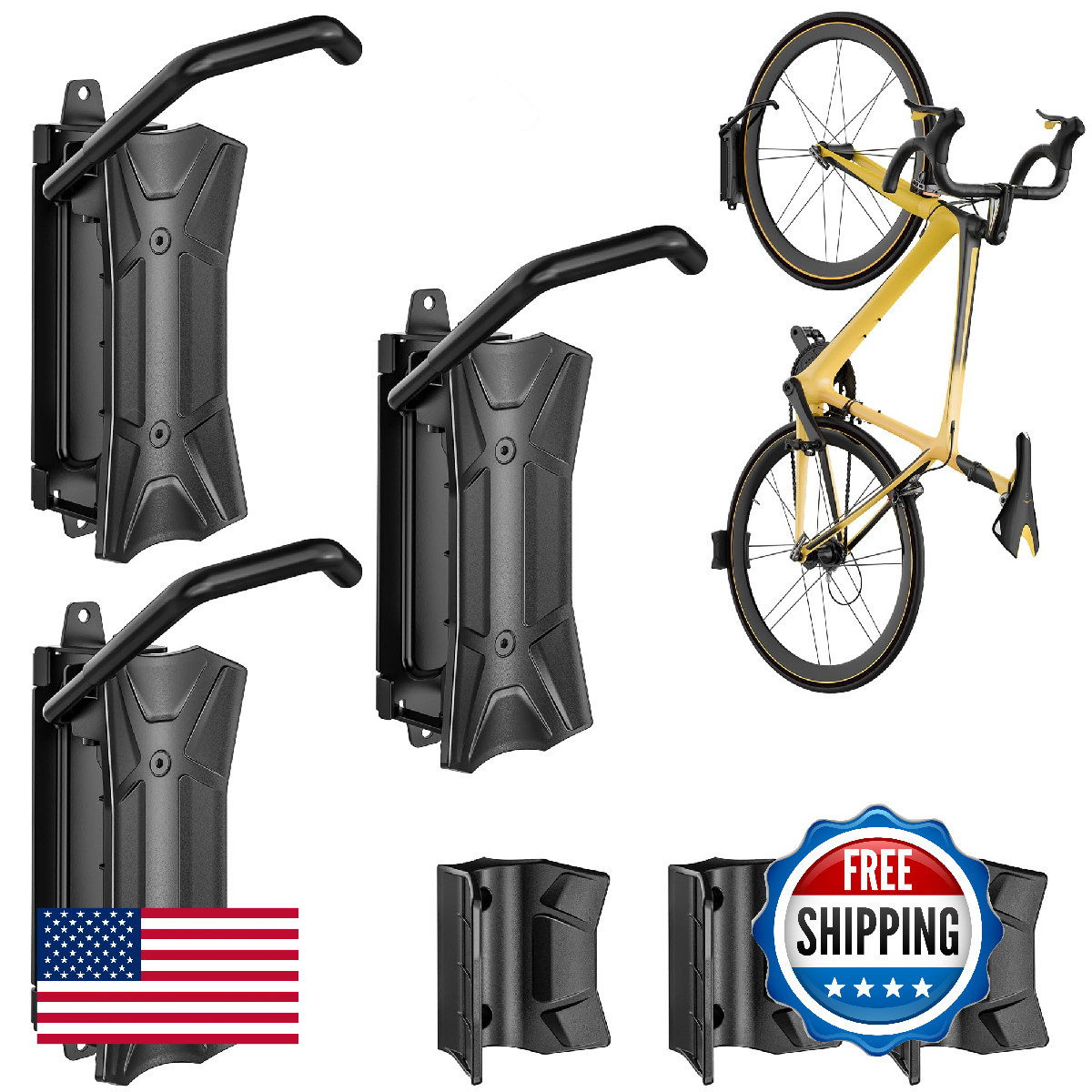 monTEK Heavy Duty Swivel Bike Wall Mount Hanger, 77lbs Max, Space-Saving