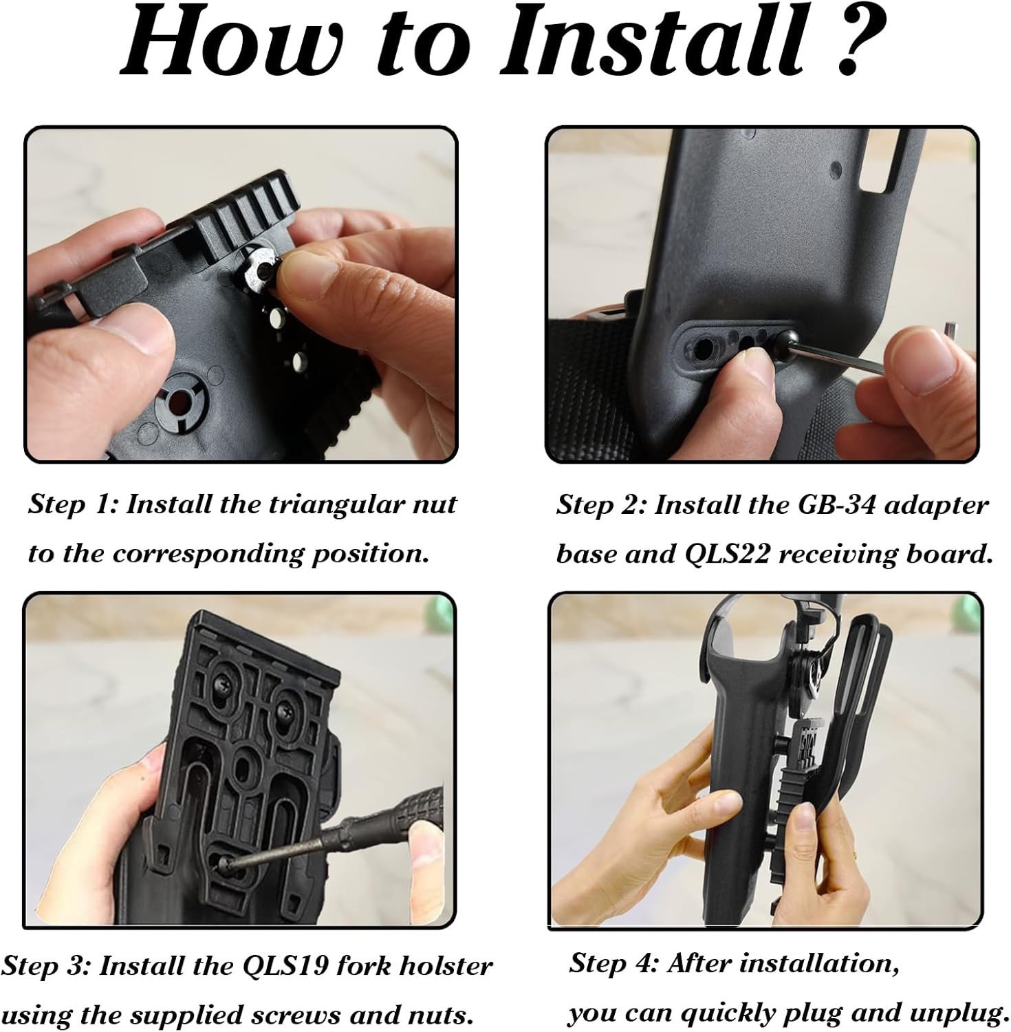 QLS Quick Locking System Kit with Fork & Duty Receiver Plate with Thigh Straps,