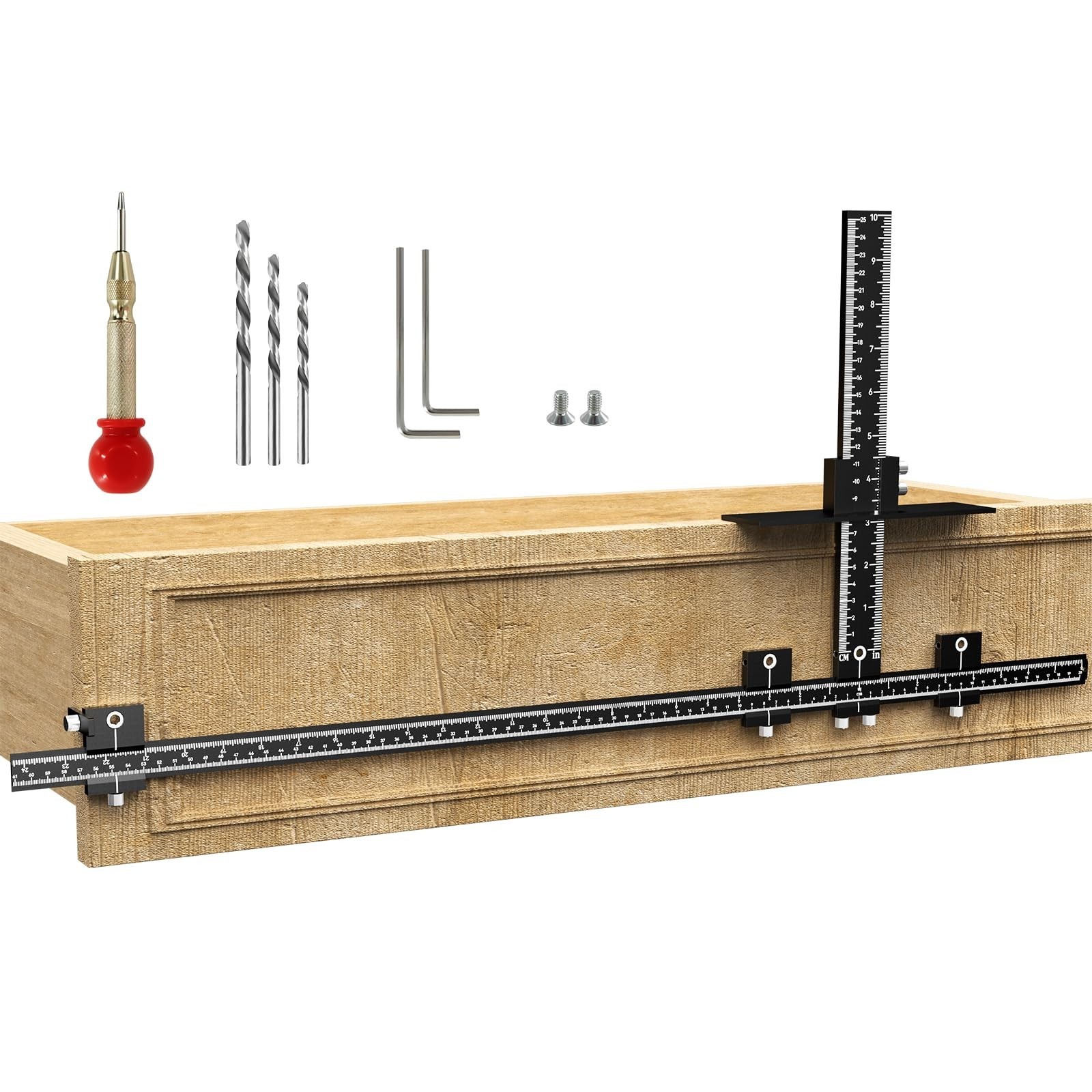 Adjustable Cabinet Hardware Jig Kit - 32" & 16" Drill Guide for Handles & Knobs
