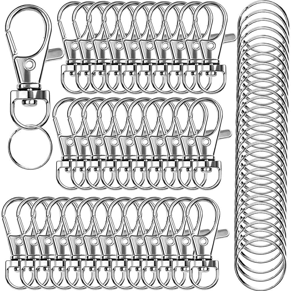 Premium Swivel Lanyard Snap Hook with Key Rings, Metal Keychain Hooks for