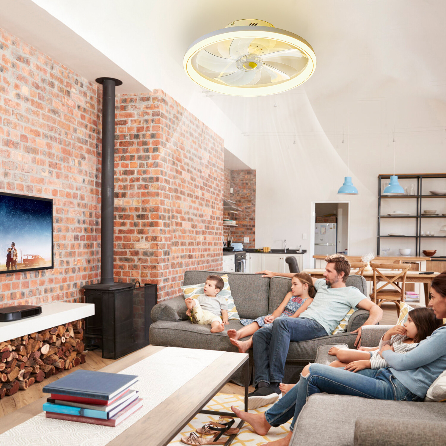 20" Ceiling Fans w/ Remote Light Dimmable Low Profile Ceiling Fan Light for Home