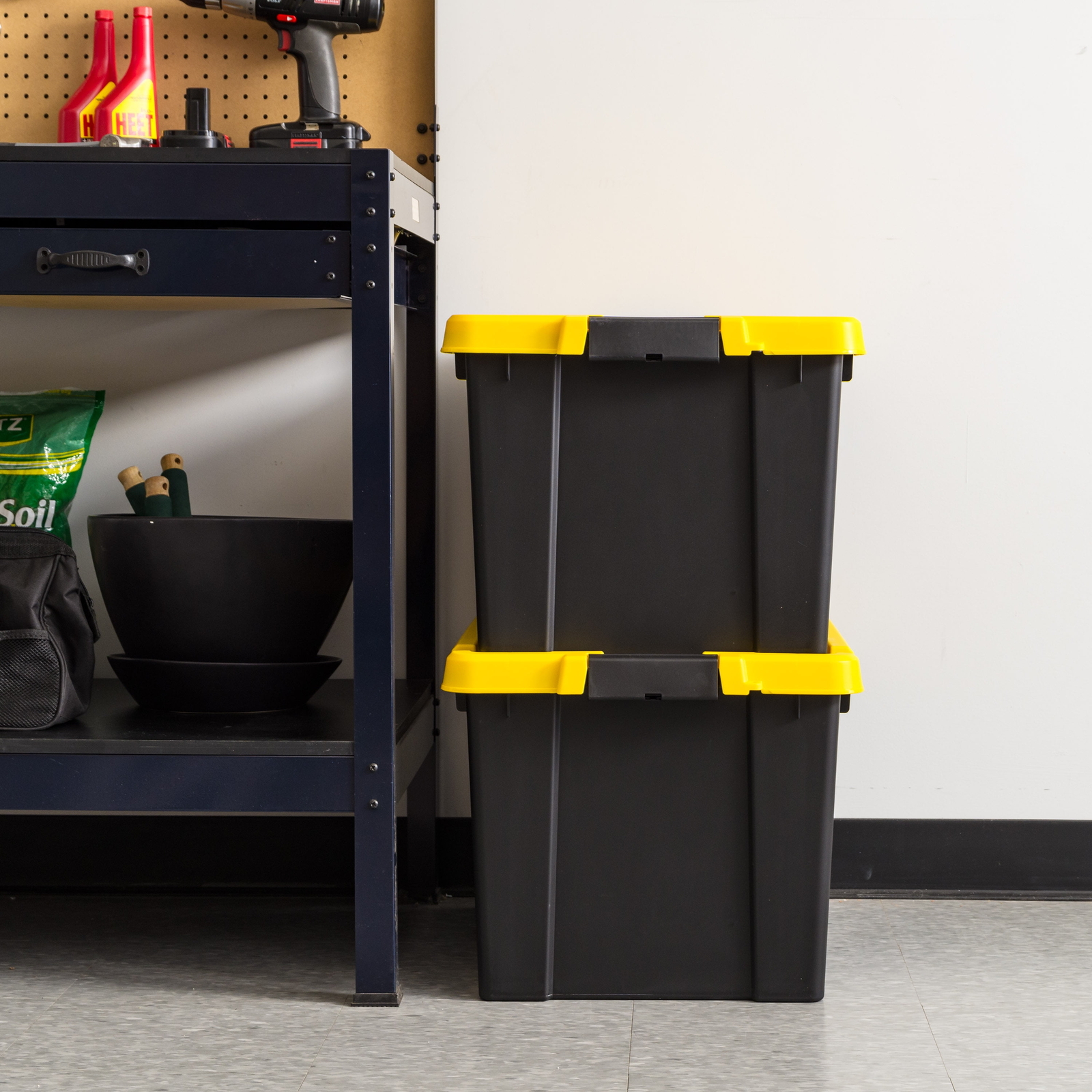 19 Gal.Plastic Storage Bins with Lids,Latching Totes, Heavy Duty Containers 2Pk