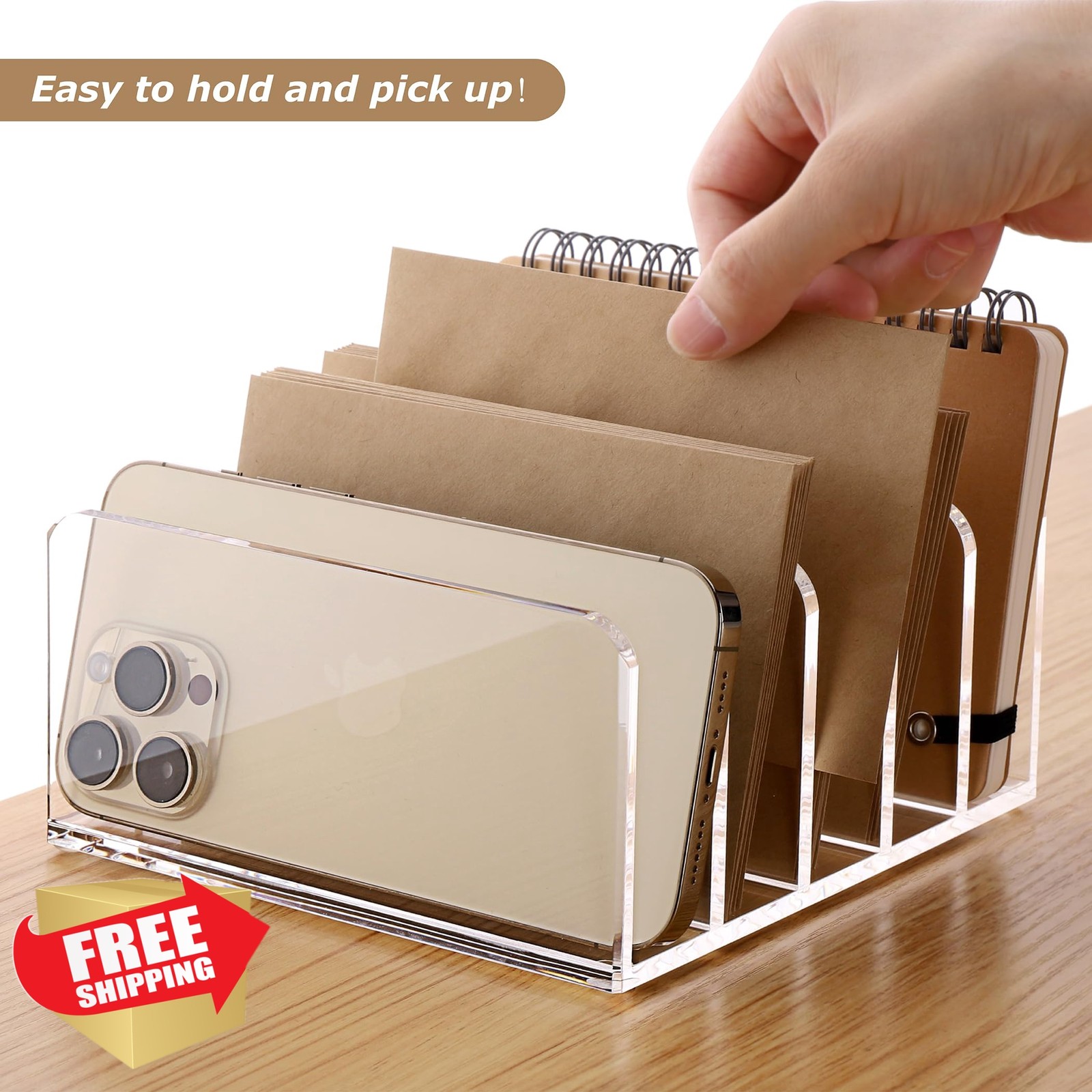 SANRUI 5 Compartment Acrylic Mail Sorter