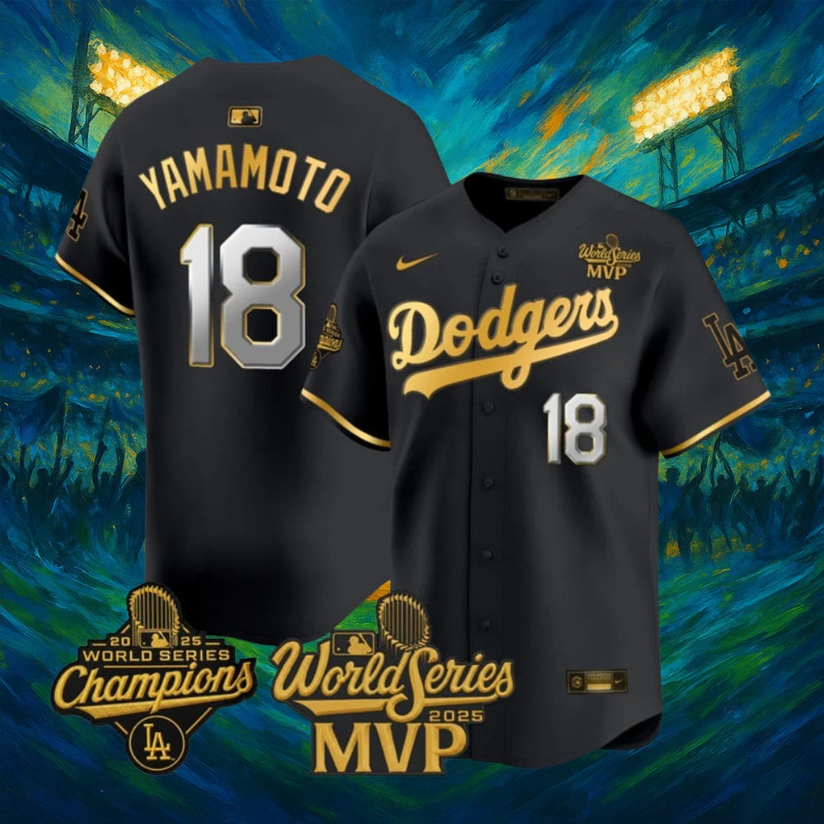 Hot! Yamamoto DG World Series Champions Gold MVP Jersey For Fan