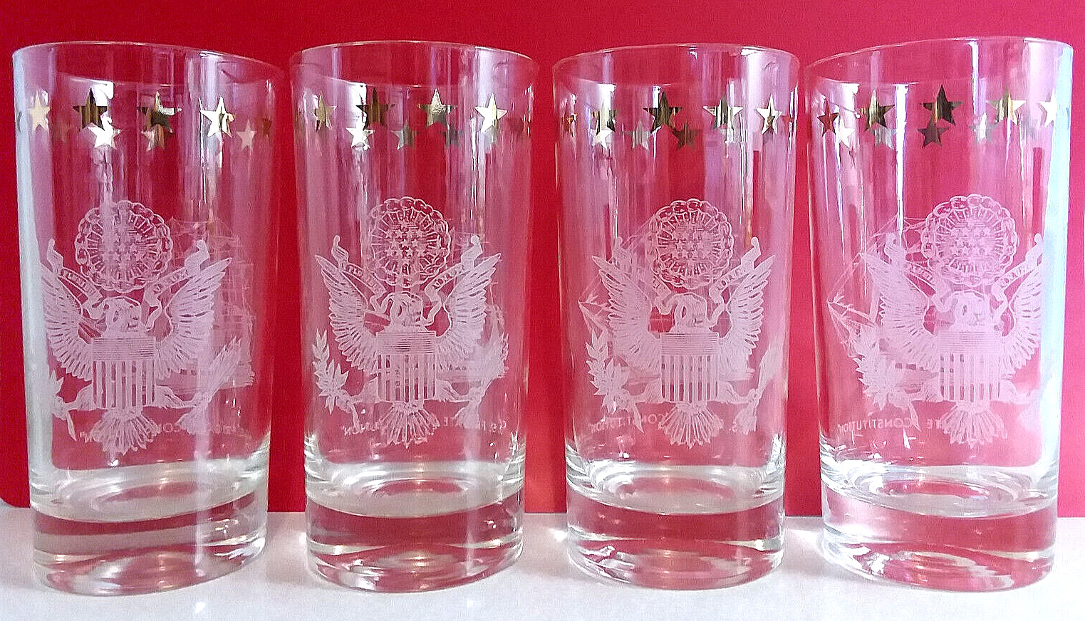 U.S. FRIGATE CONSTITUTION WARSHIP US NAVY OLD IRONSIDES 12 OZ GLASSES SET OF 4