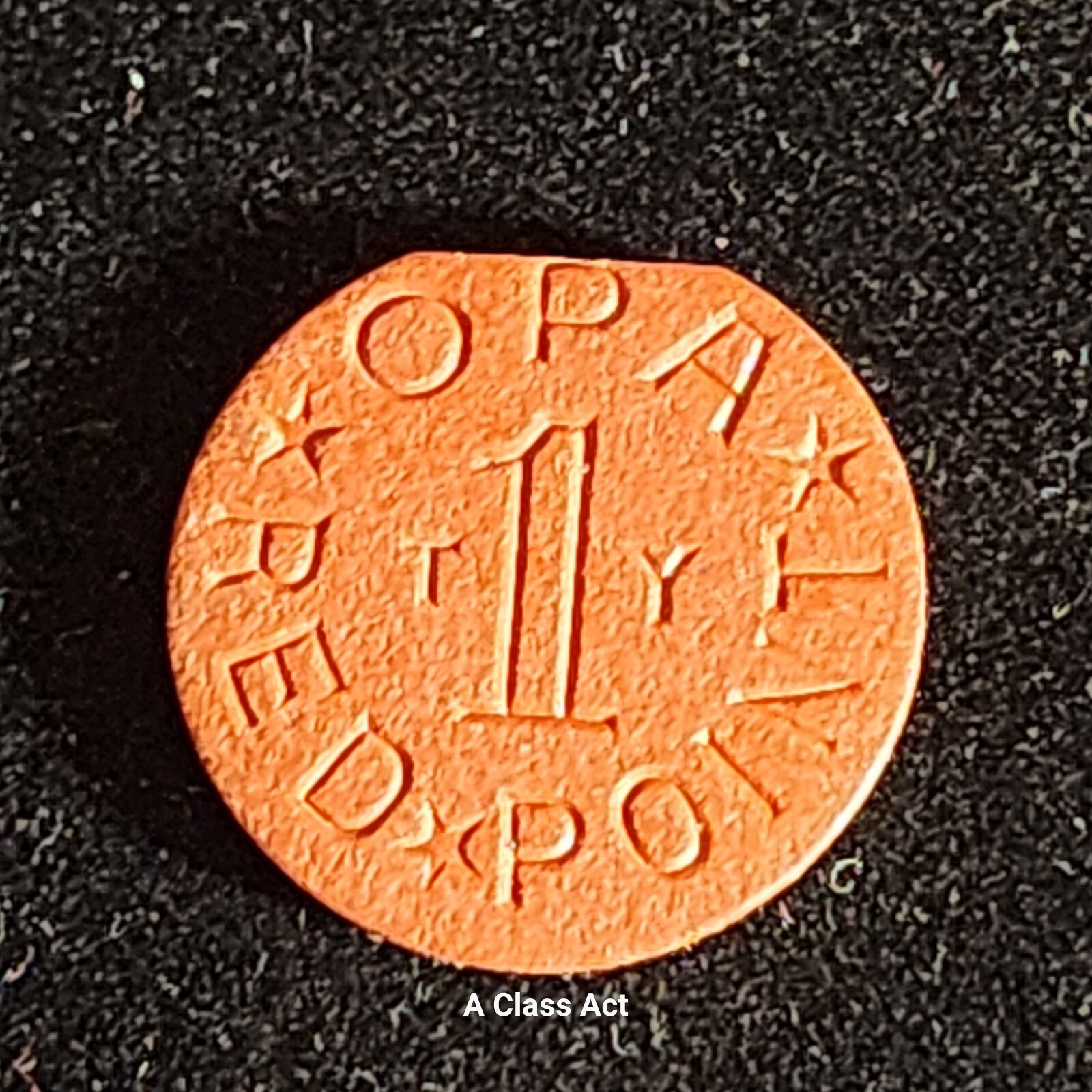 RARE OPA RED POINT TOKEN MISCUT, CLIPPED ERROR, T Y. OUR T6331