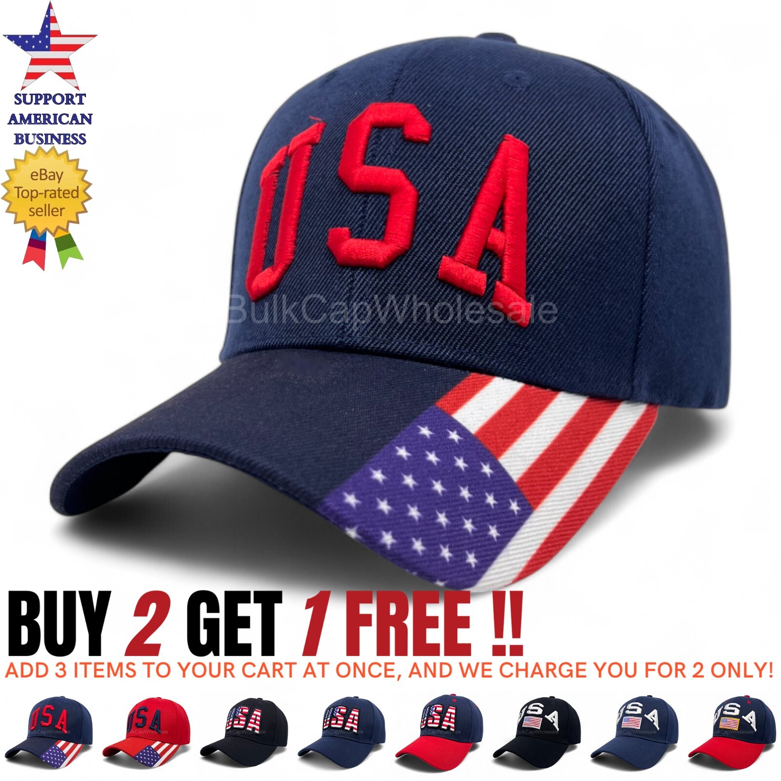 Baseball Cap American Flag USA Adjustable Size Mens Hat Visor Ball Caps Women