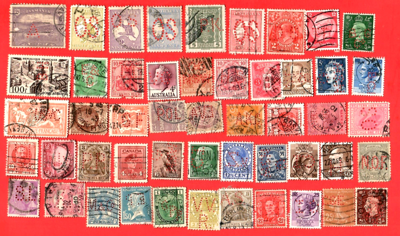 WORLDWIDE Perfin Stamps Used😊