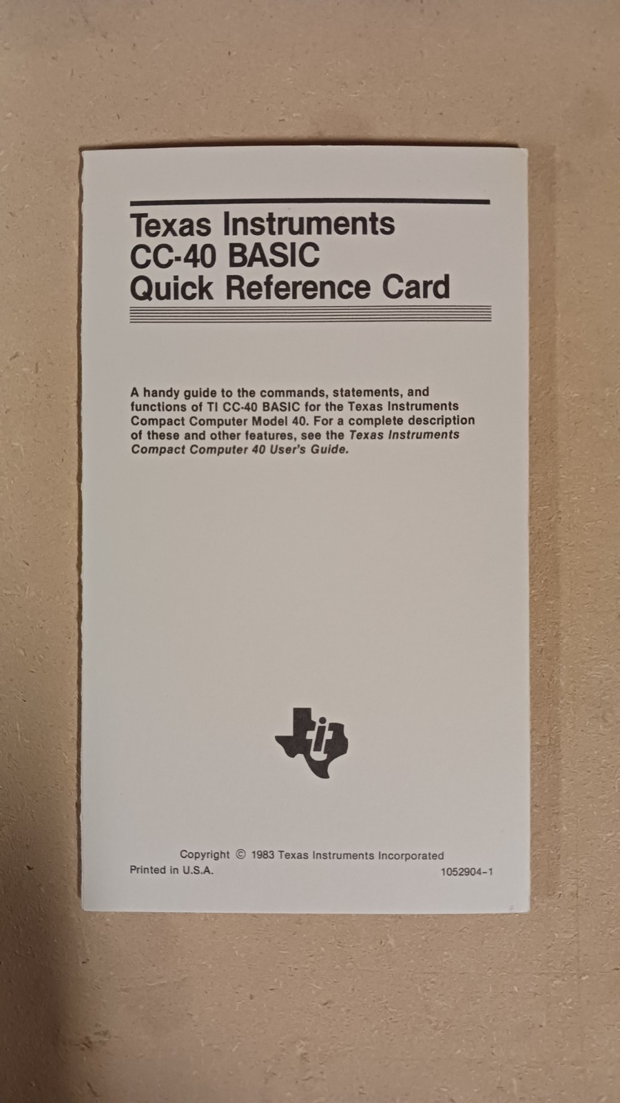 Texas Instruments Compact Computer 40 User's Guide