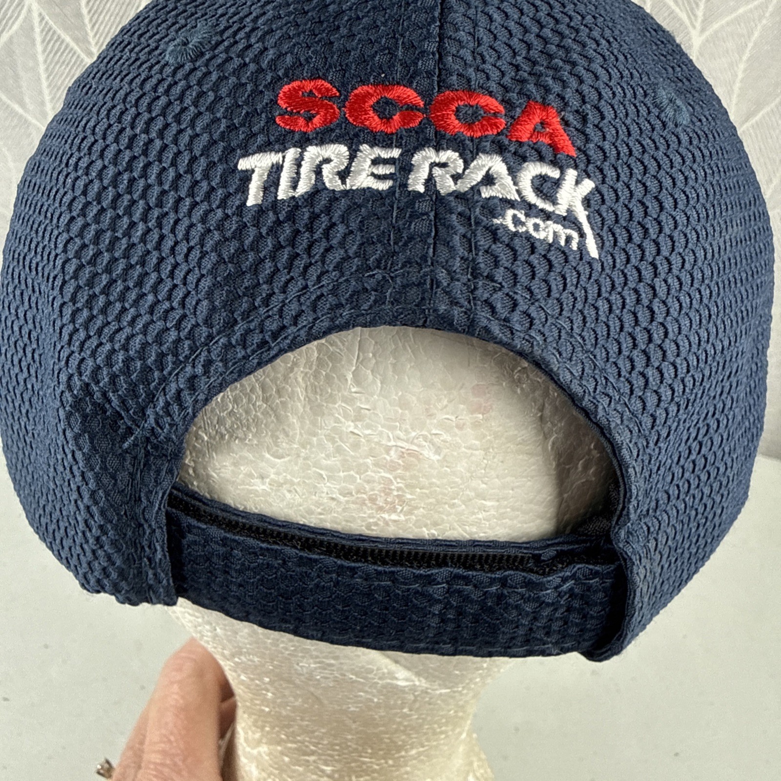 Starting Line white red logo on Navy blue Golf Hat Cap SCCA Tire Rack Hook Loop