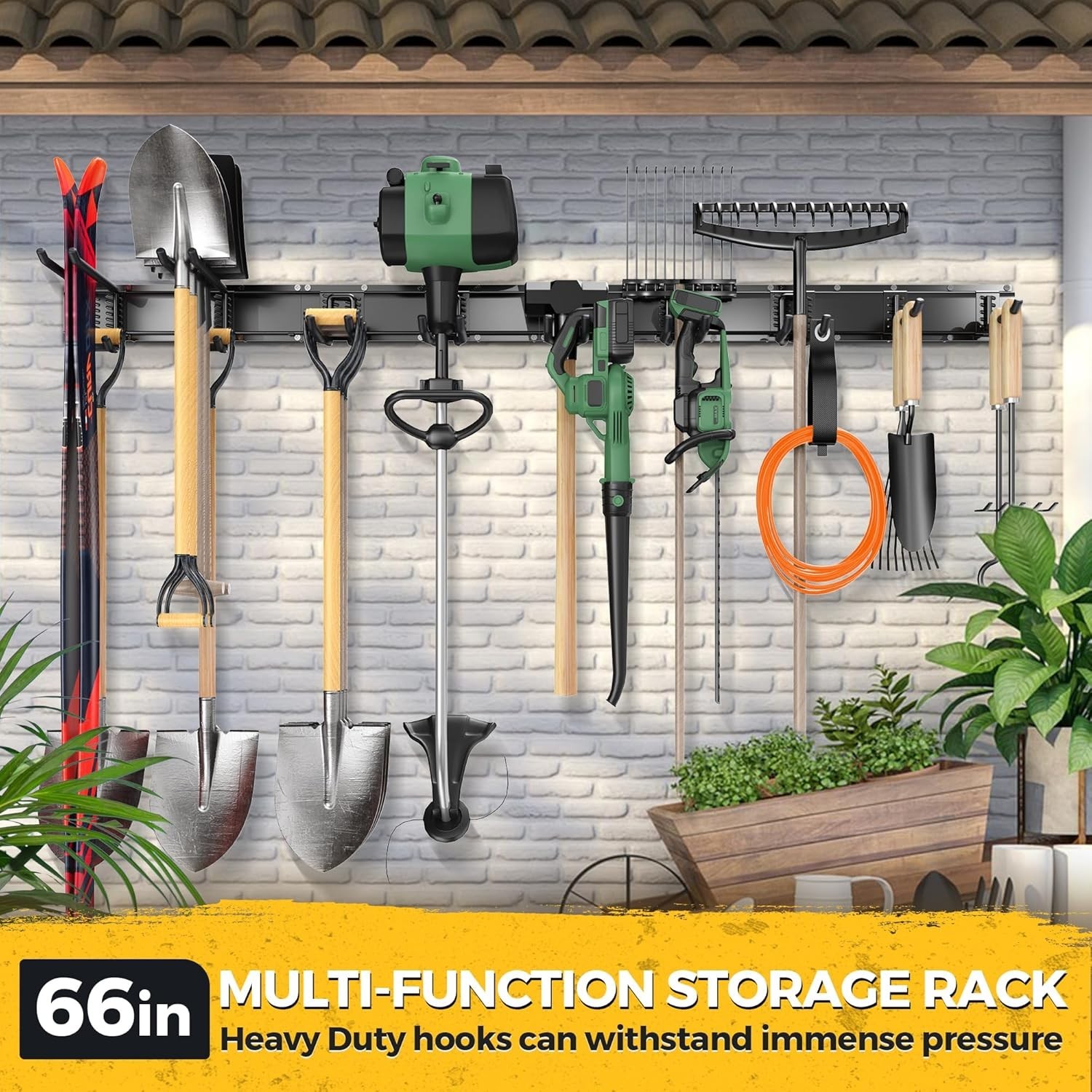 66" Garage Tool Organizer Wall Mount - 720lbs Garden Tool Organizer with Adju...