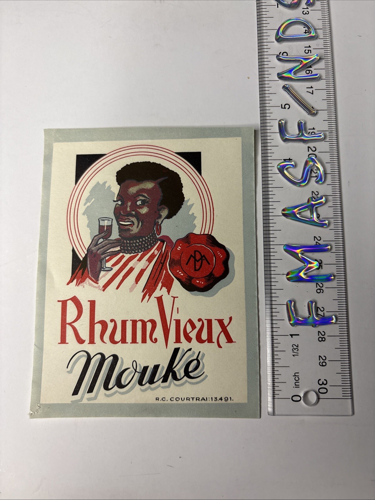 PR6 Vintage RHUM VIEUX MOUKE Rum Liquor Label African American
