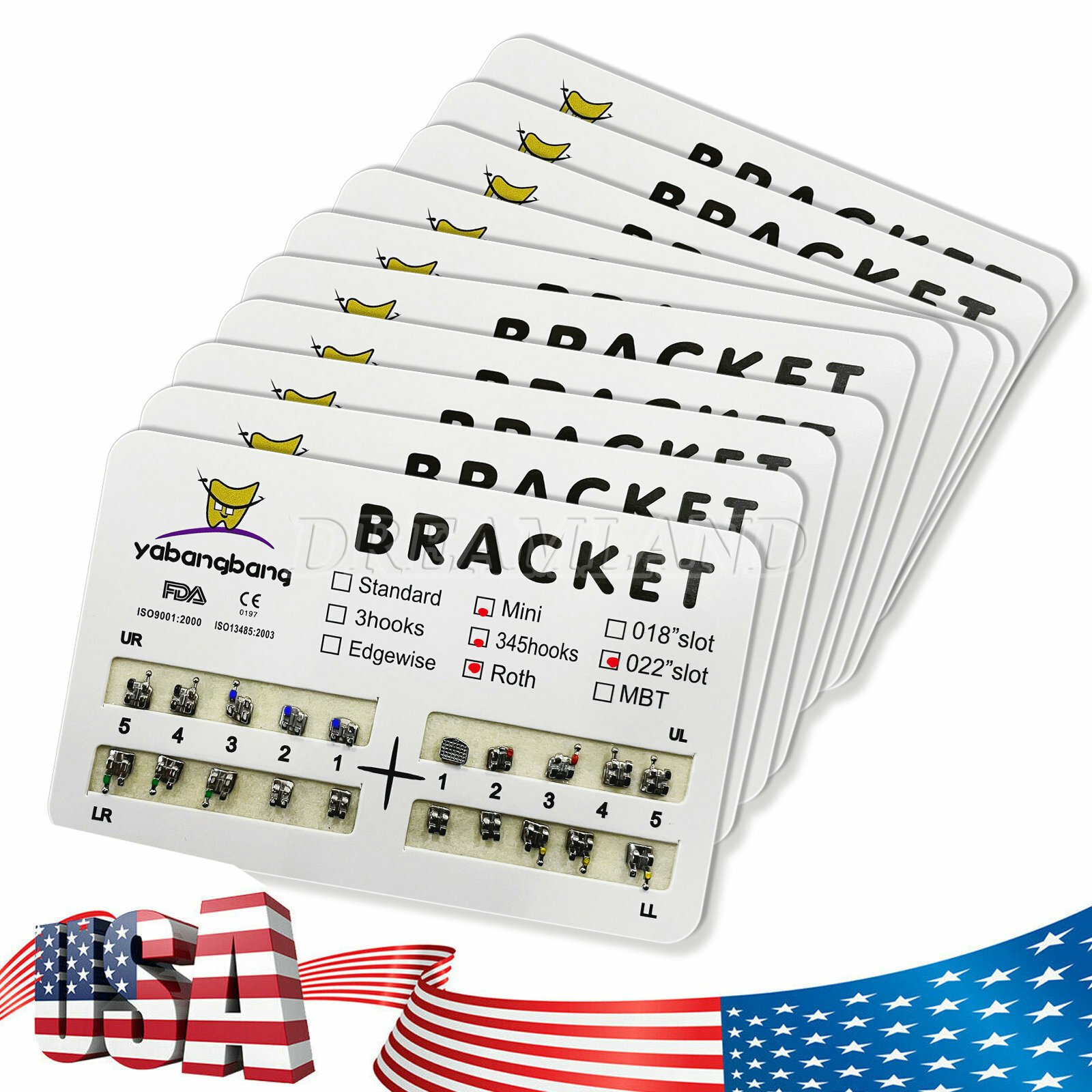 10 Packs Brackets dentales de ortodoncia Mini Roth 022 Ganchos 345