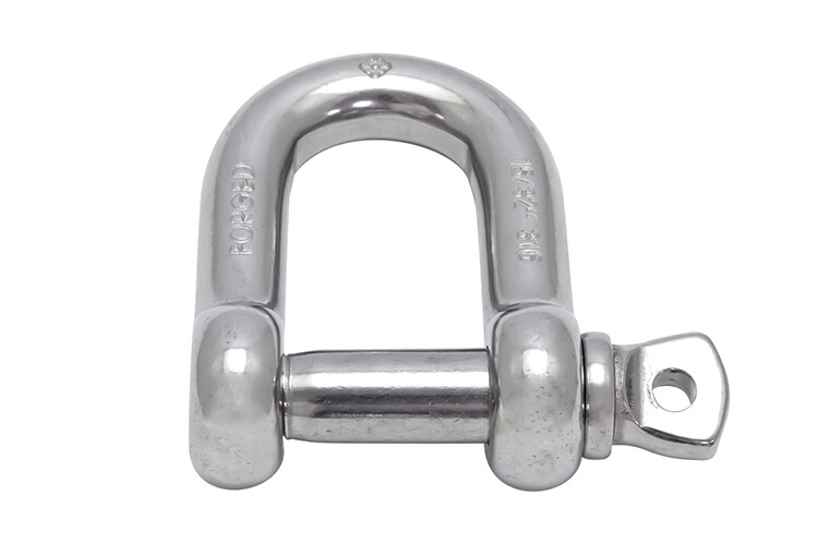 STAINLESS FORGED D SHACKLE WITH SCREW PIN, 15/32" 316 SS